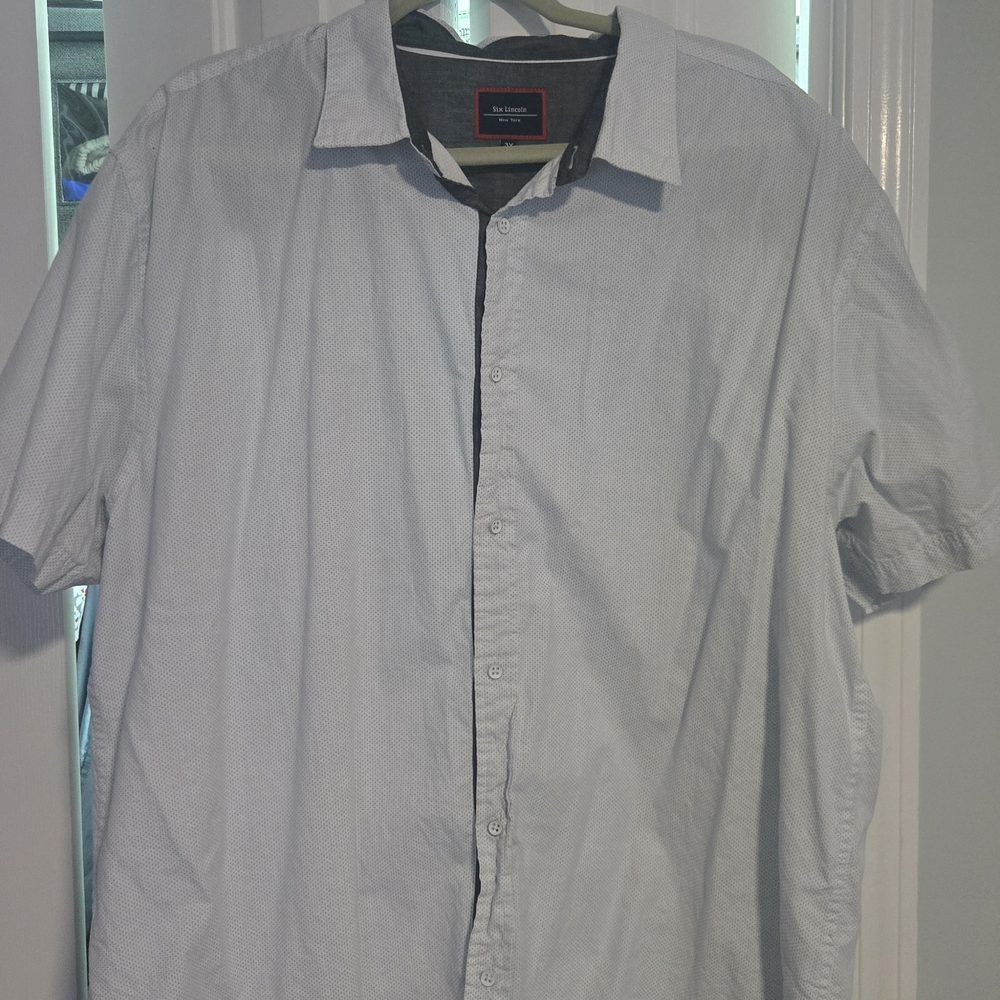 Six Lincoln Men's White And Blue Button-Down Shirt